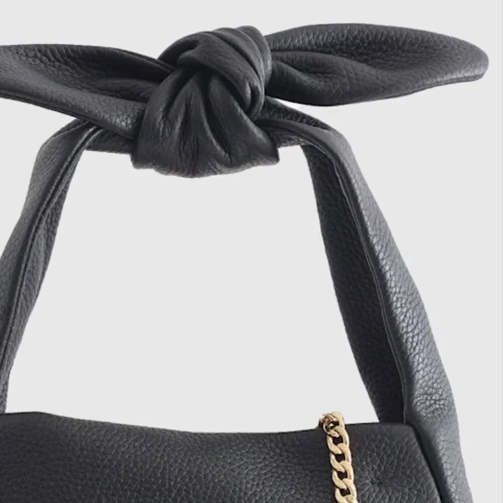 Italian Leather Mini Bow Bag (Cognac) - Picture 10 of 13